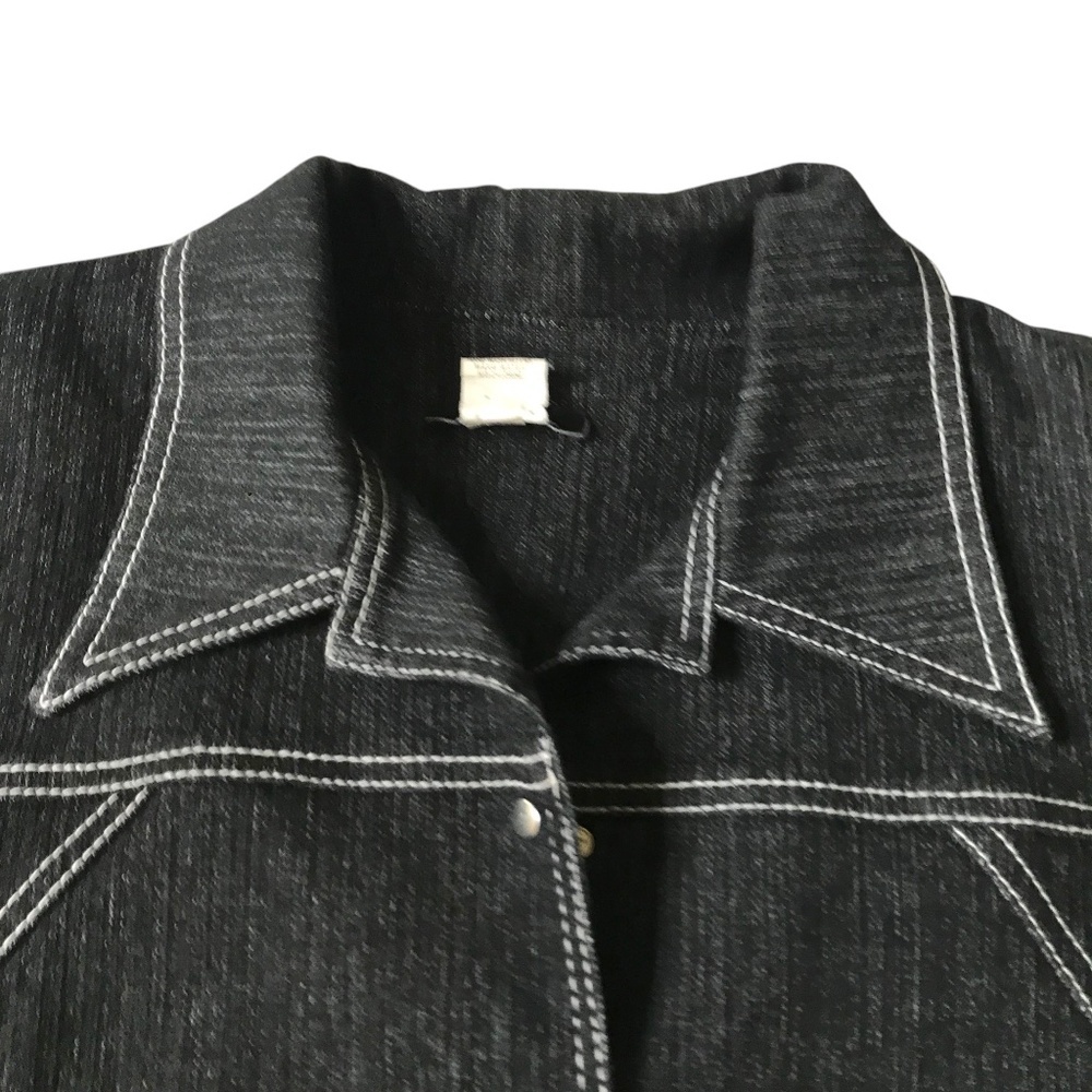 Dark Wash Denim Jacket with White Contrast Stitching - Picture 7 of 13